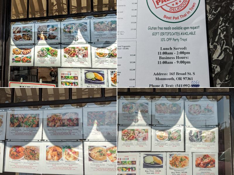 Mink’s Pad Thai Menu