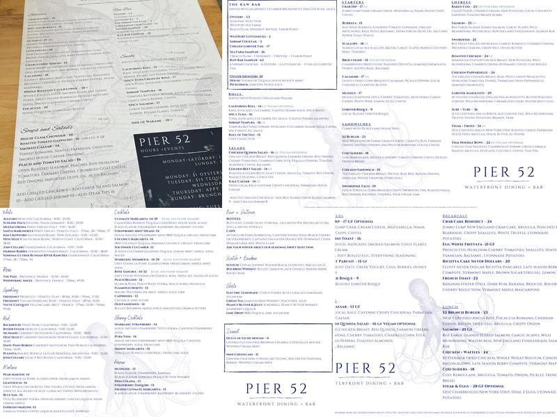 Pier 52 Menu