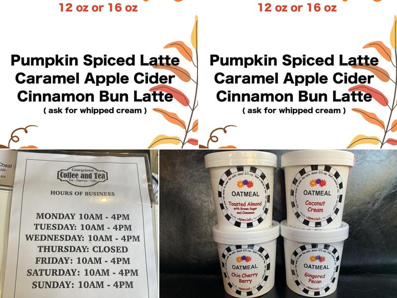 Georgetown Coffee and Tea Menu