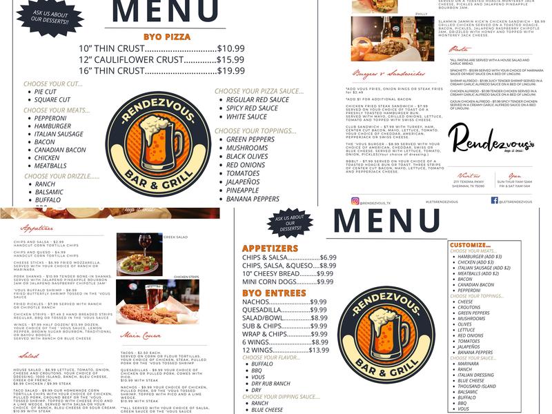 Rendezvous Bar & Grill Menu
