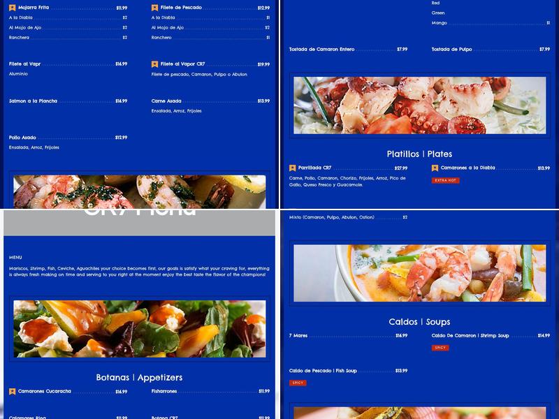 Mariscos CR7 Menu