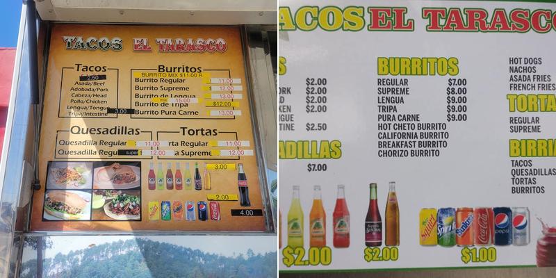 Tacos el tarasco Menu