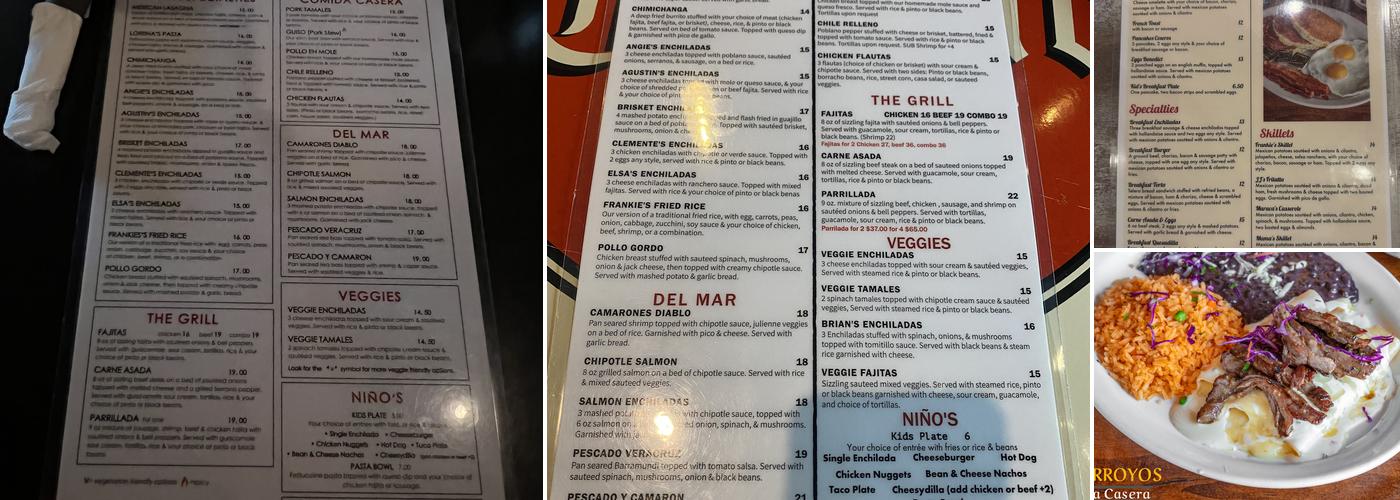 Dos Arroyos Comida Casera Menu