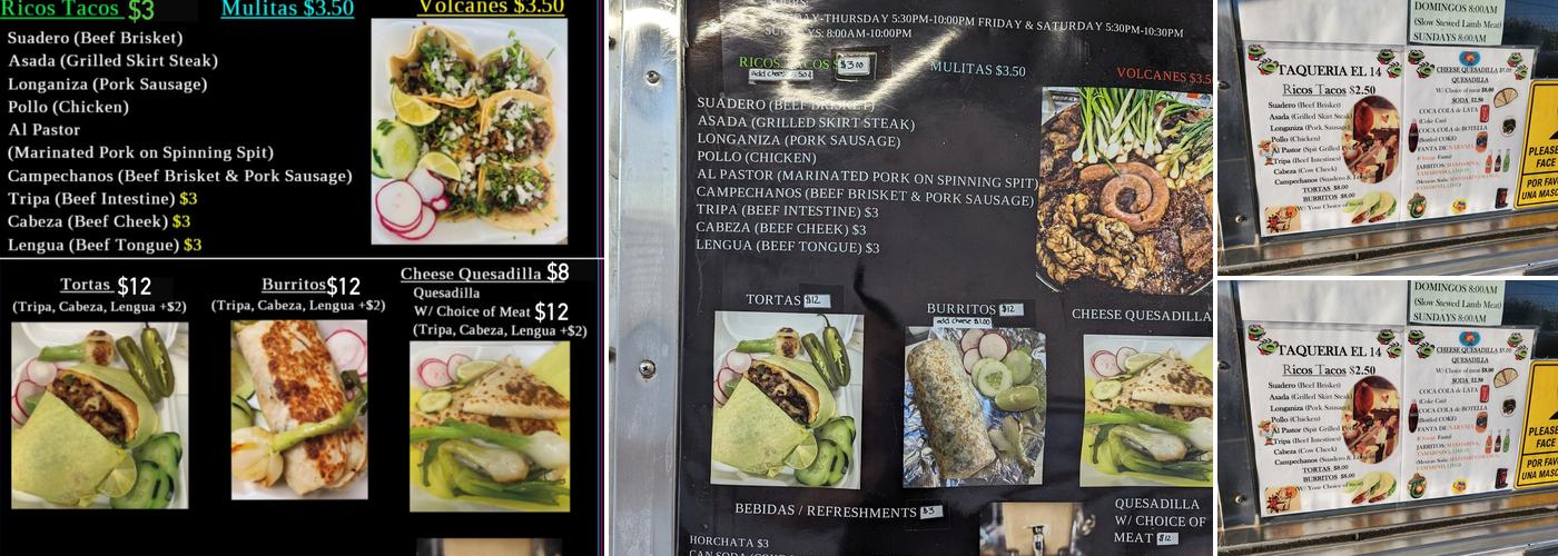 Taqueria el 14 Menu