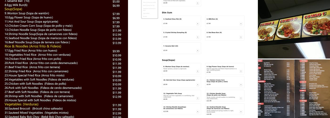 Color Oaks Chinese Food Menu