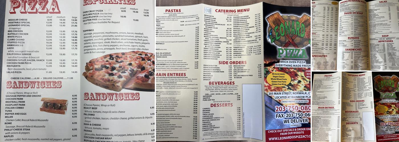 Leonardo's Pizza Menu