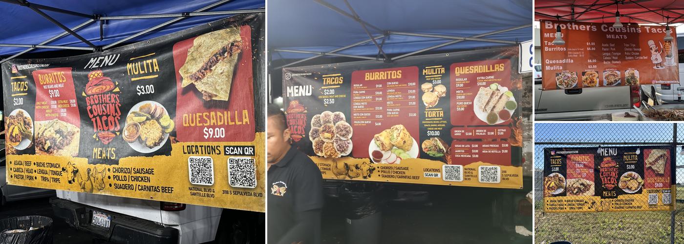 Brothers Cousins Tacos Menu