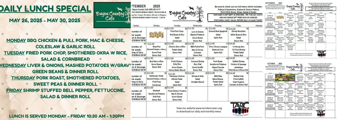 TARC-Terrebonne ARC Menu