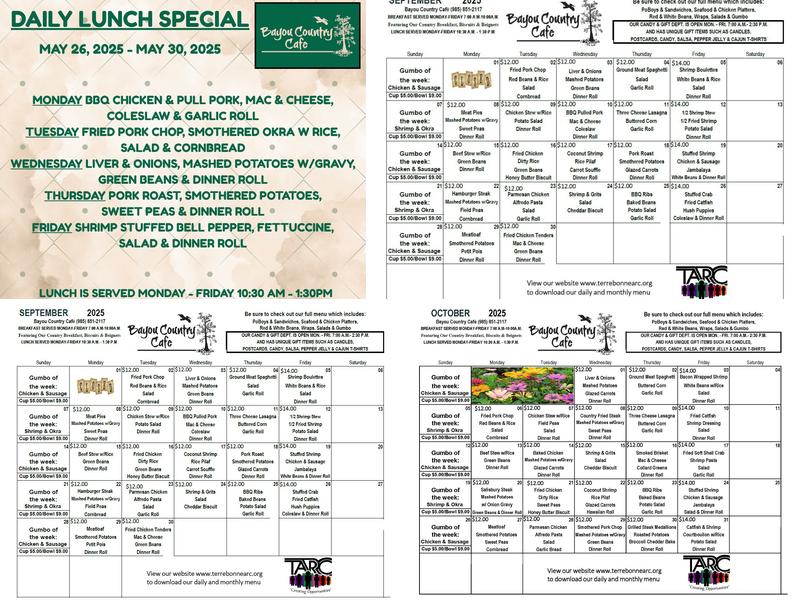 TARC-Terrebonne ARC Menu
