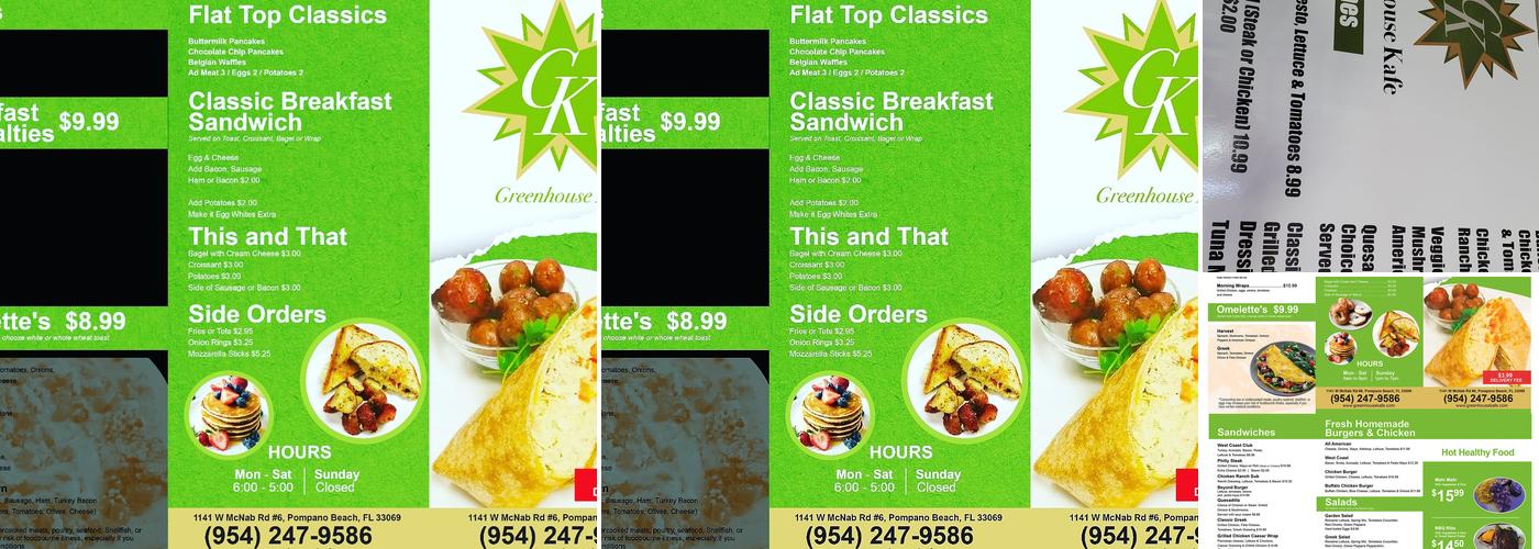 Greenhouse Kafe Menu