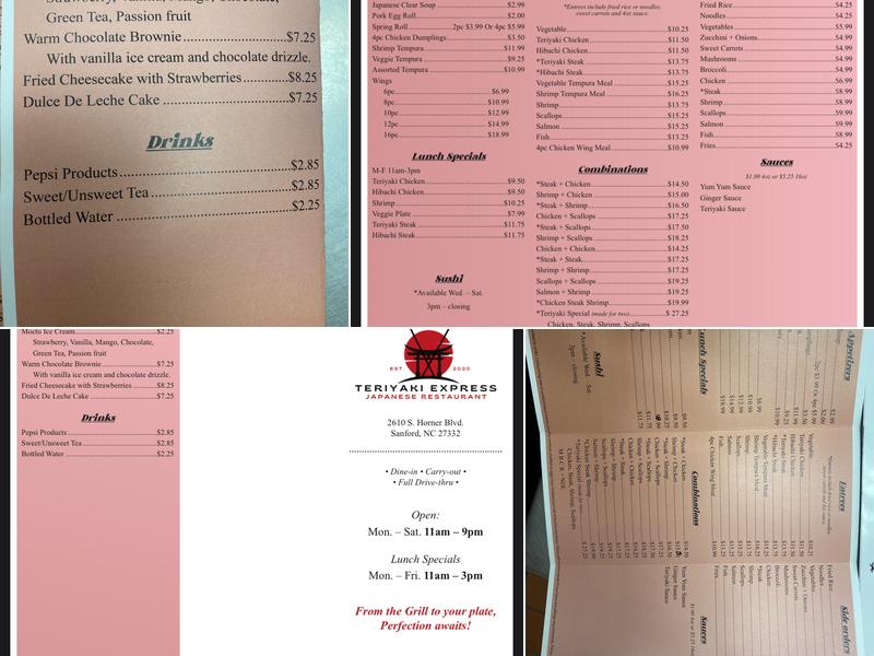 teriyaki express Menu