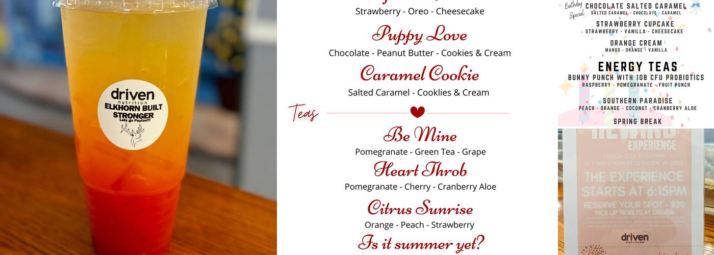 Driven Nutrition Menu