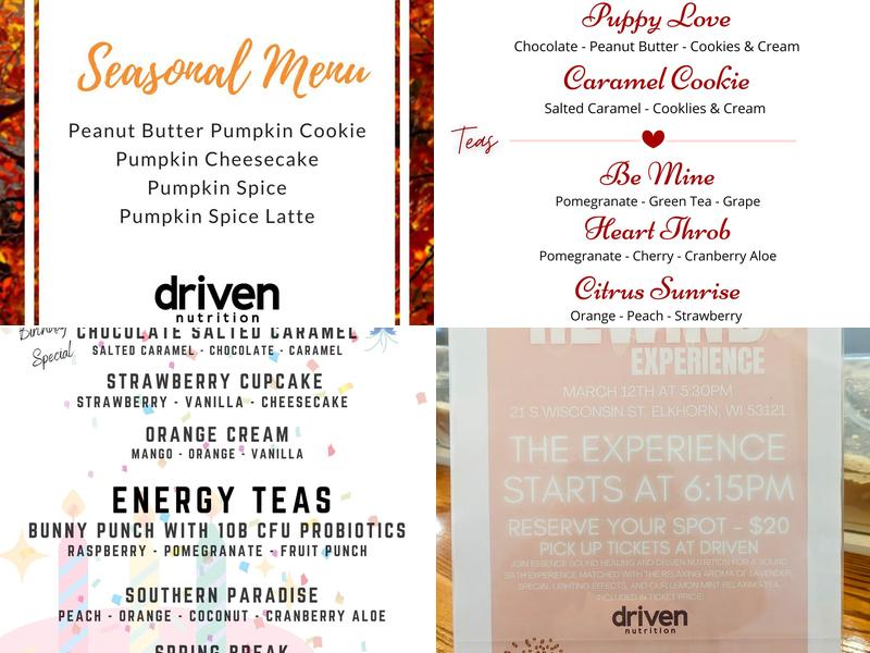 Driven Nutrition Menu