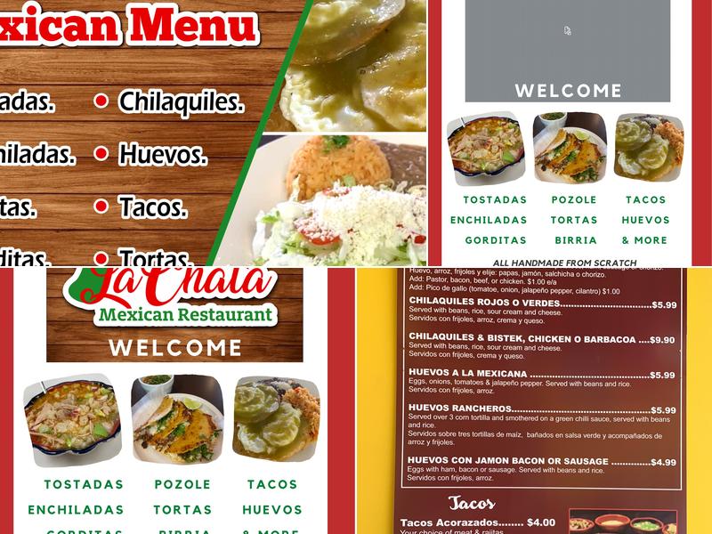 La Chata Mexican Restarant Menu