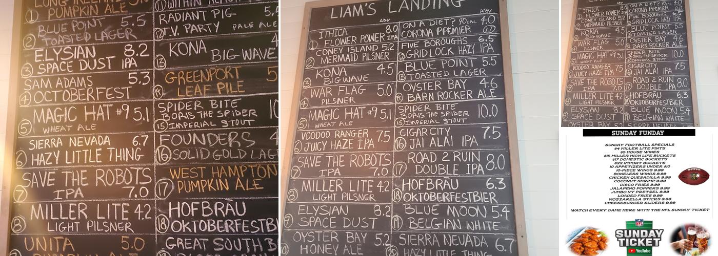 Liam's Landing Menu