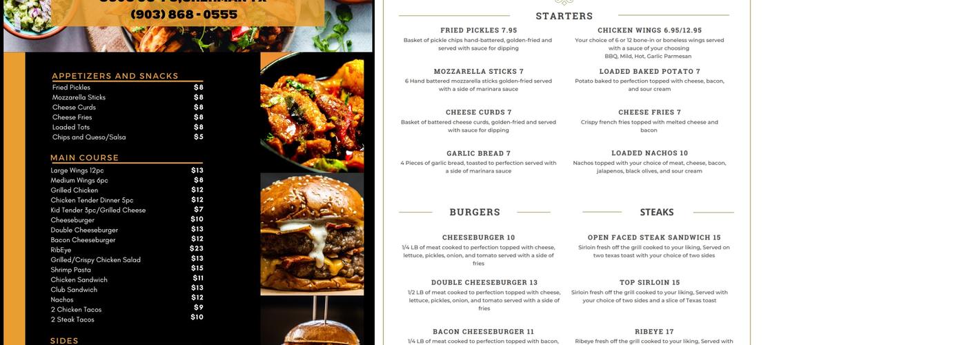 OrangeTree Bar & Restaurant Menu