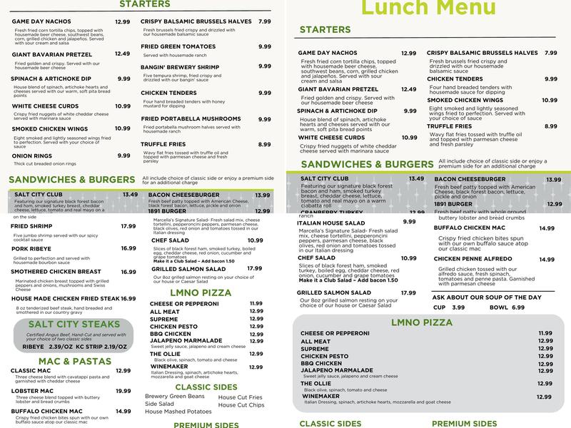 Salt City Brewing Company Menu