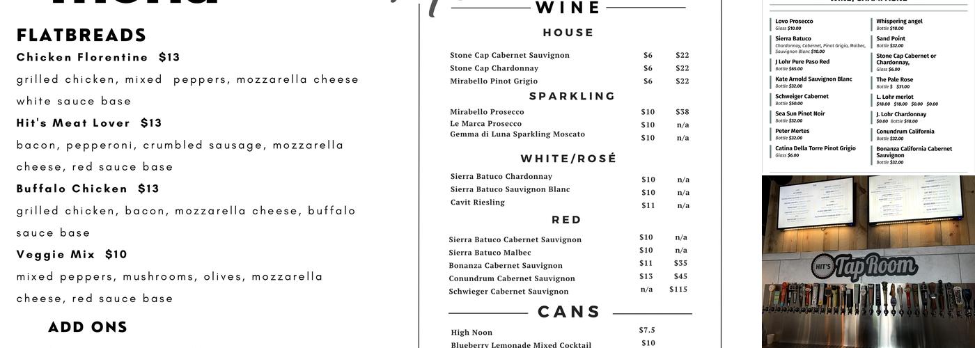 Hit's Tap Room Menu