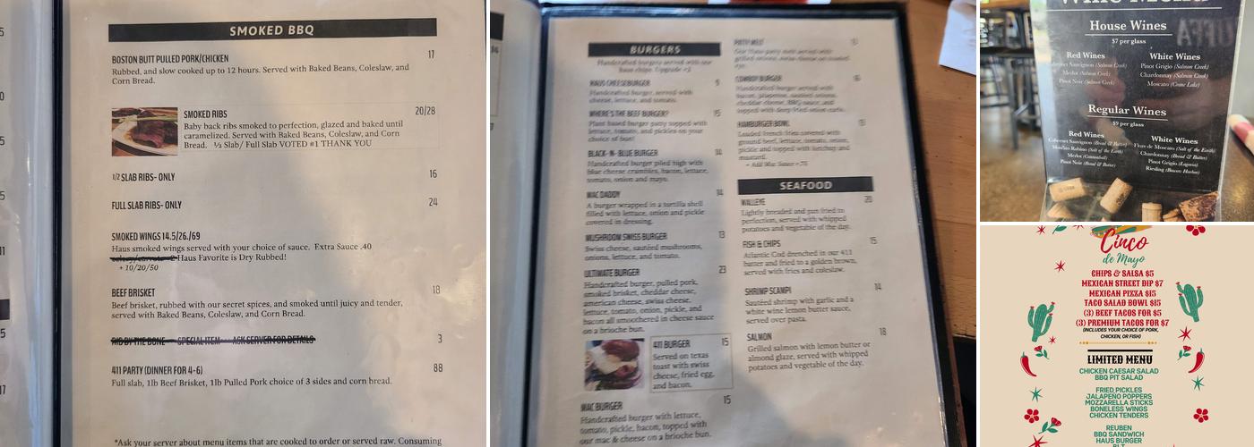 The 411 Pub Menu
