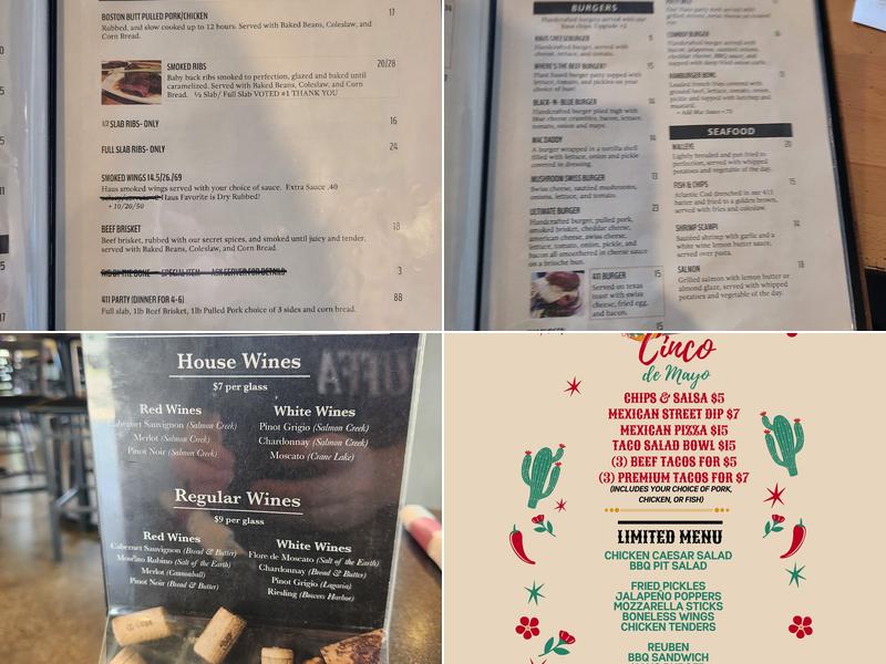 The 411 Pub Menu