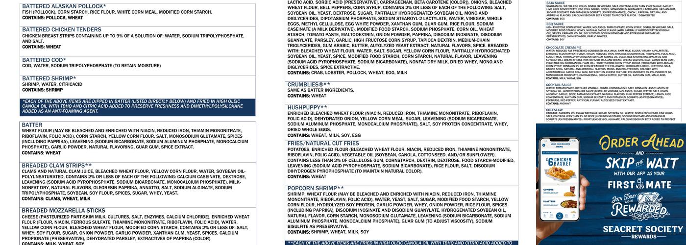 Long John Silver's Menu