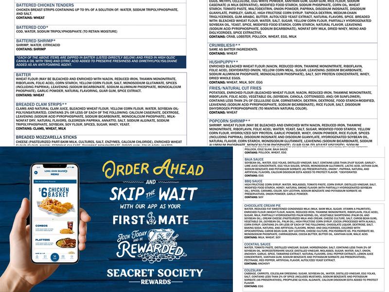 Long John Silver's Menu