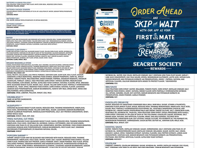 Long John Silver's Menu