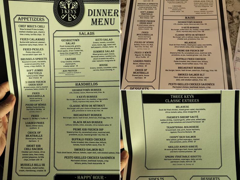 3 Keys Restaurant & Georgetown Tavern Menu