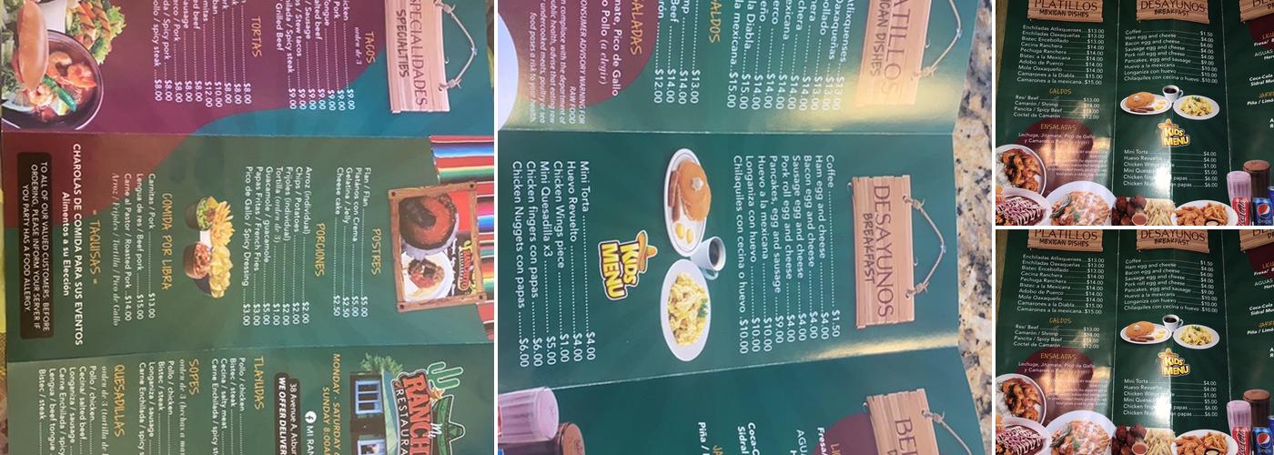 Mi Ranchito Menu