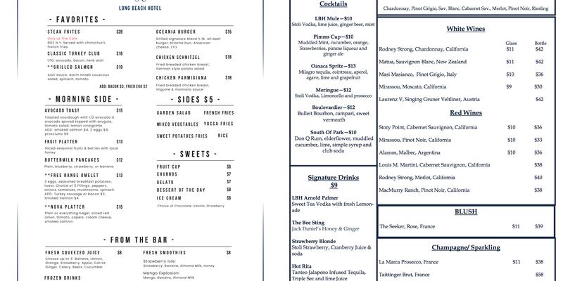 LBH Bar and Grill Menu