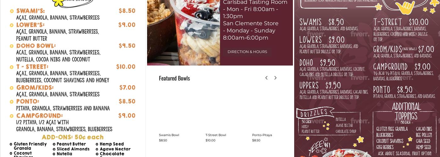 Aloha Açaí Bowls - Las Pulgas (Camp Pendleton) Menu