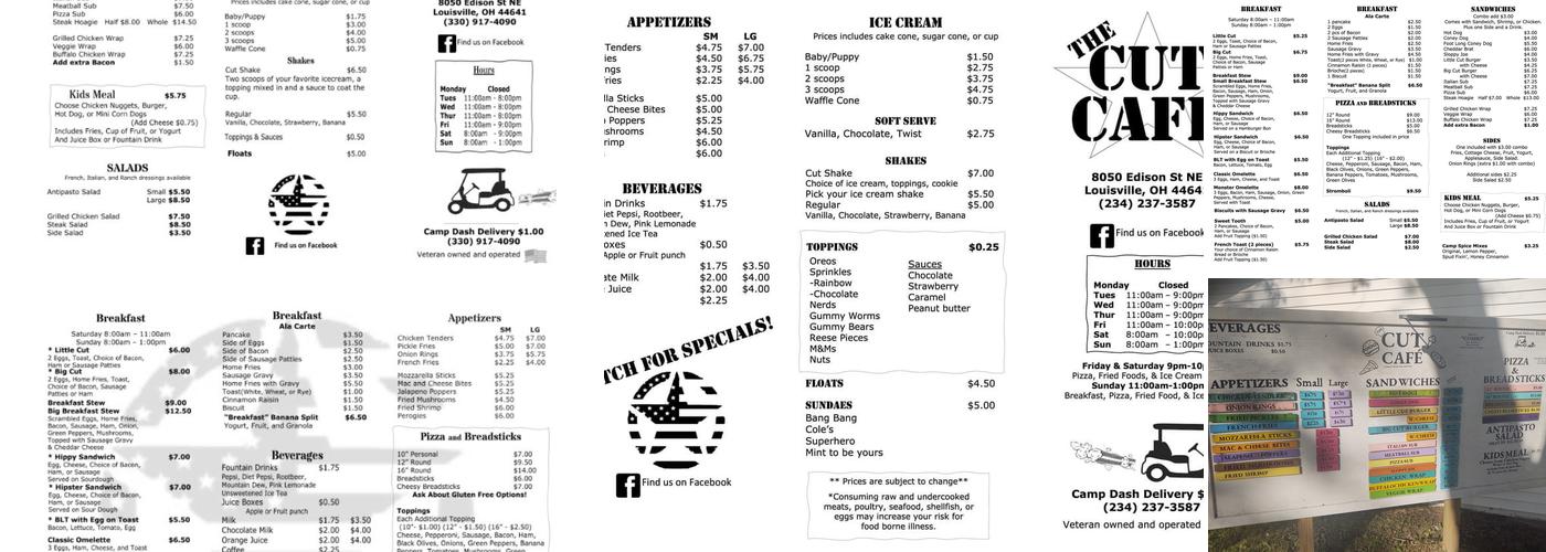 The Cut Cafe Menu