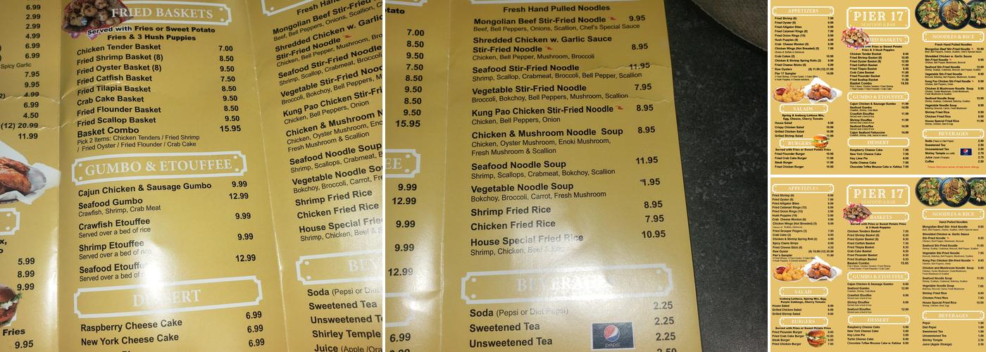 Pier 17 Menu