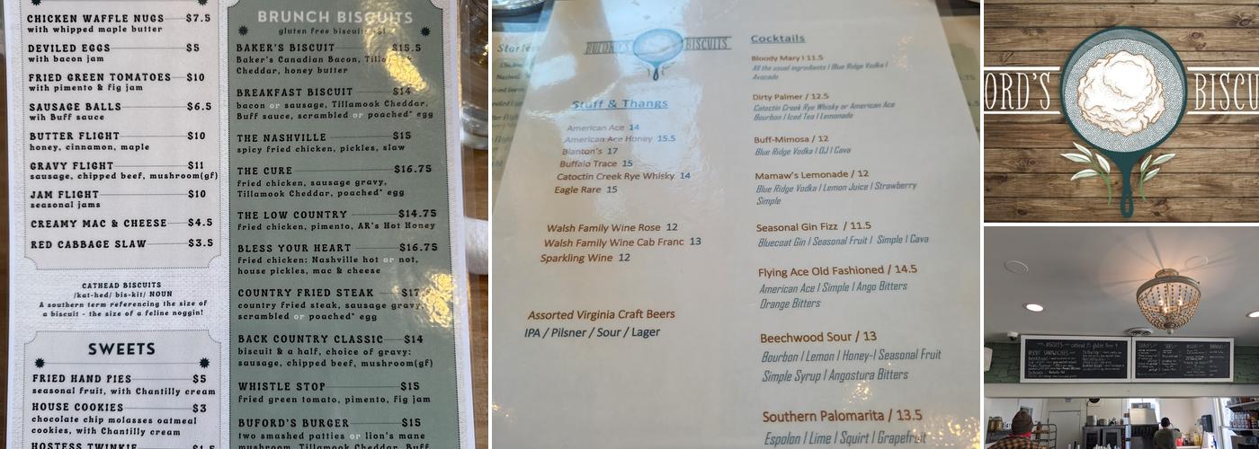 Buford's Biscuits Menu
