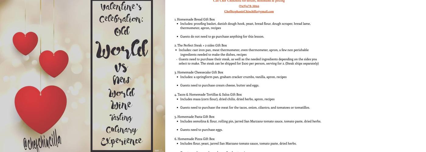 Chef Chinchilla Menu