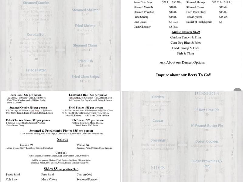 Corolla Seafood Buffet Menu