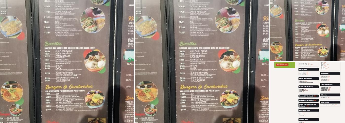 Chachi's Express Menu