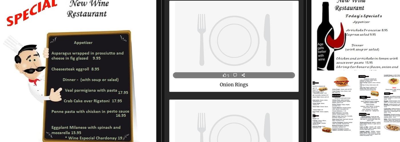 New wine restaurant Menu
