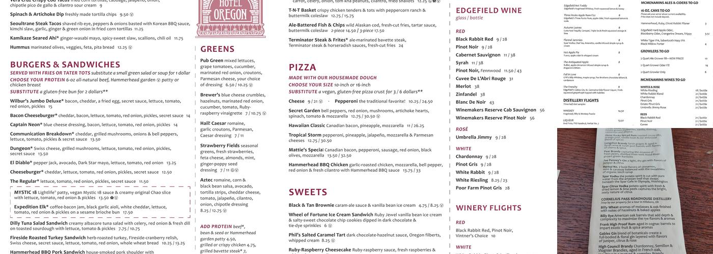 McMenamins Rooftop Bar Menu