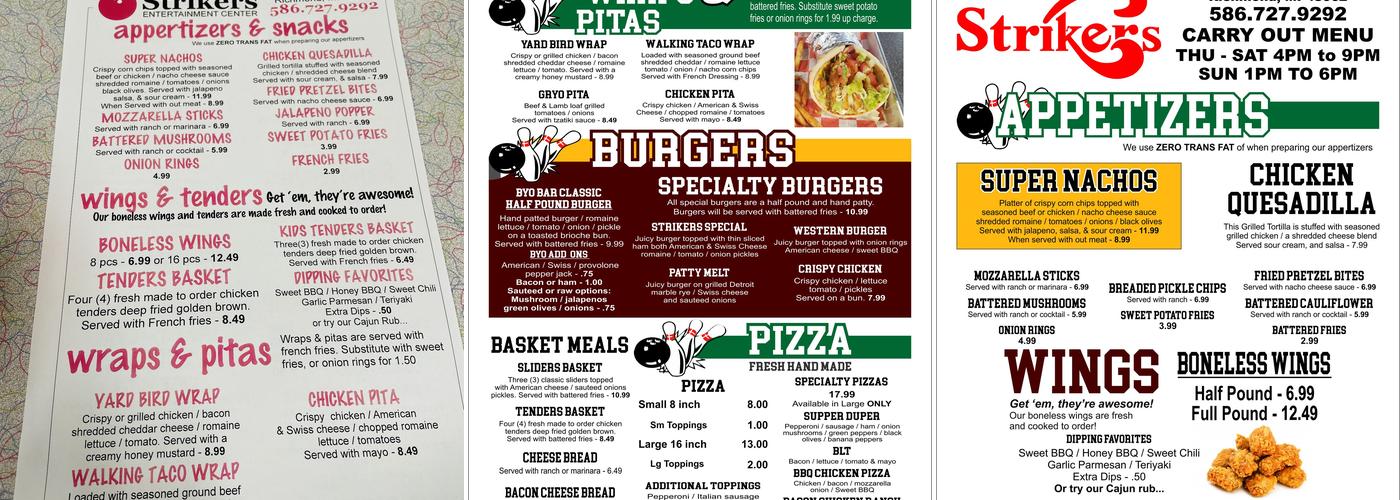 Ridge Runners Menu