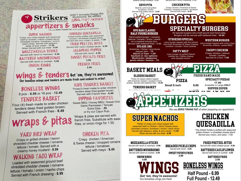 Ridge Runners Menu