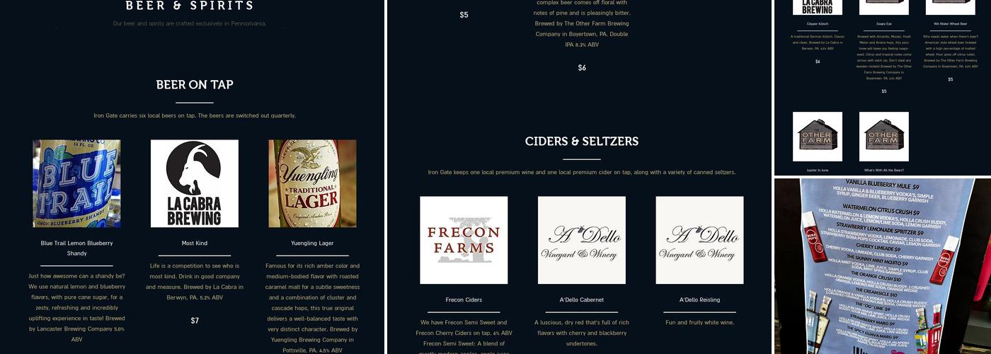 Iron Gate Biergarten Menu