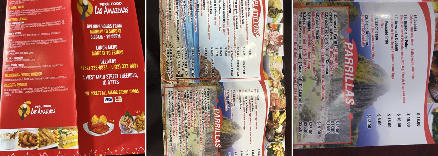 Las Amazonas Menu