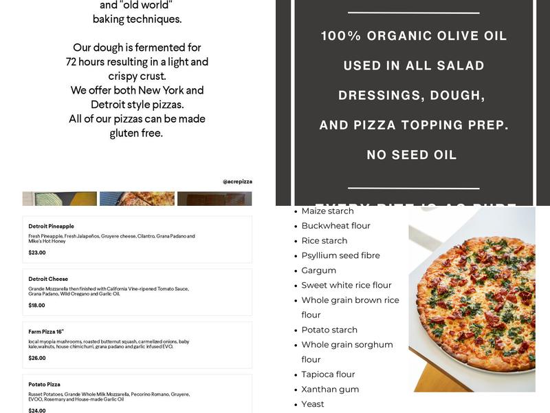 Acre Pizza Menu
