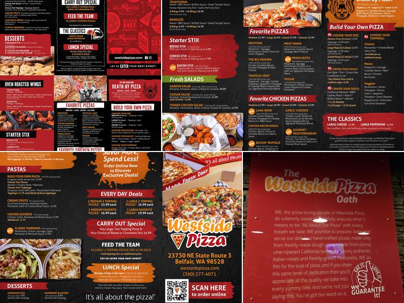 Westside Pizza Menu