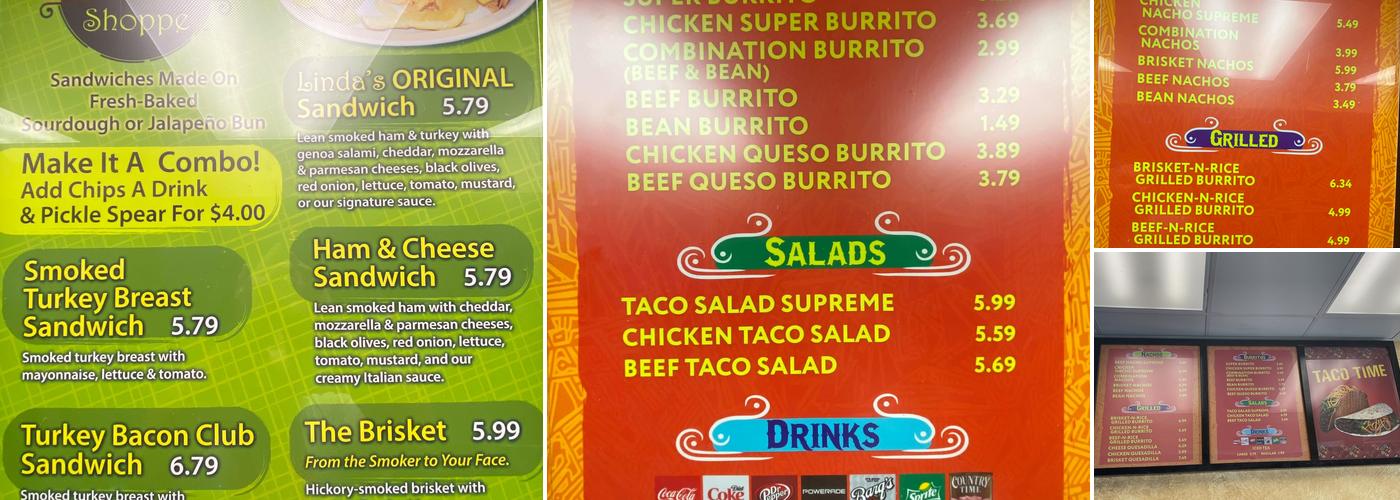 Linda's Sandwich Shop Menu