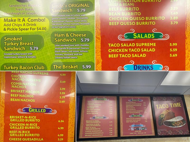 Linda's Sandwich Shop Menu
