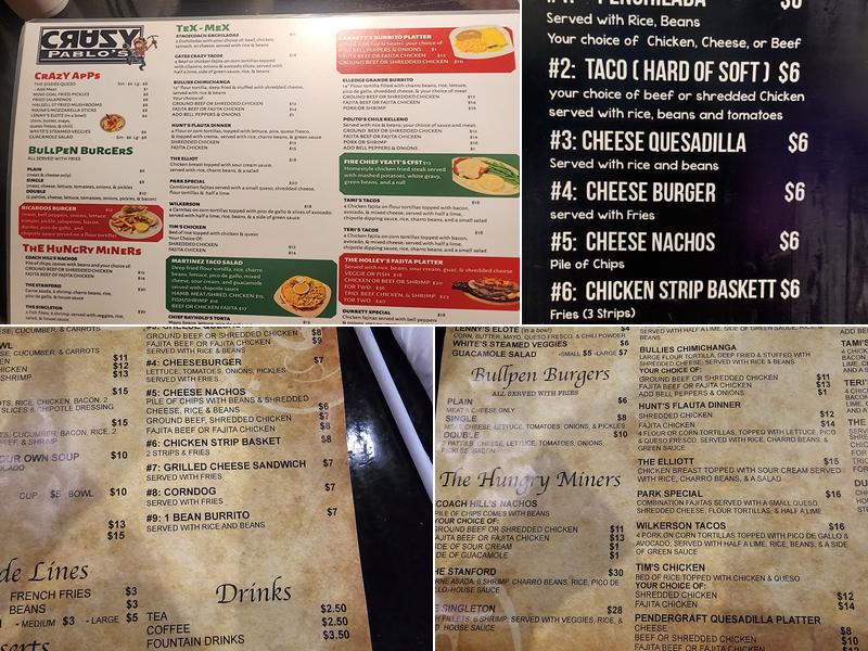 Crazy Pablo's Menu