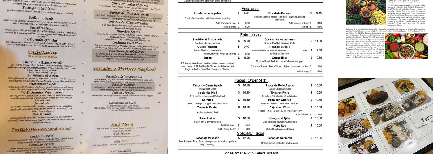 Ferso’s Menu