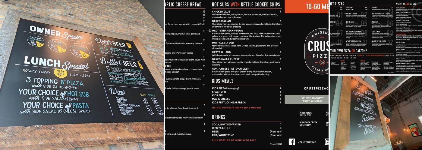Crust Pizza Co - Harper's Preserve Menu